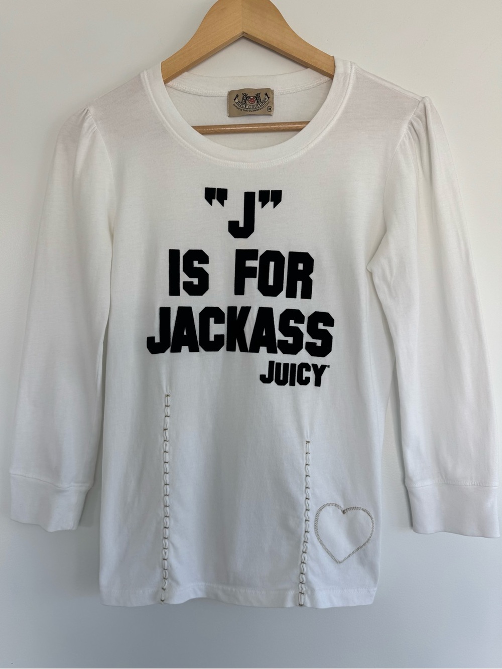 Juicy couture “J is for Jackass” rare vintage y2k white longsleeve tshirt